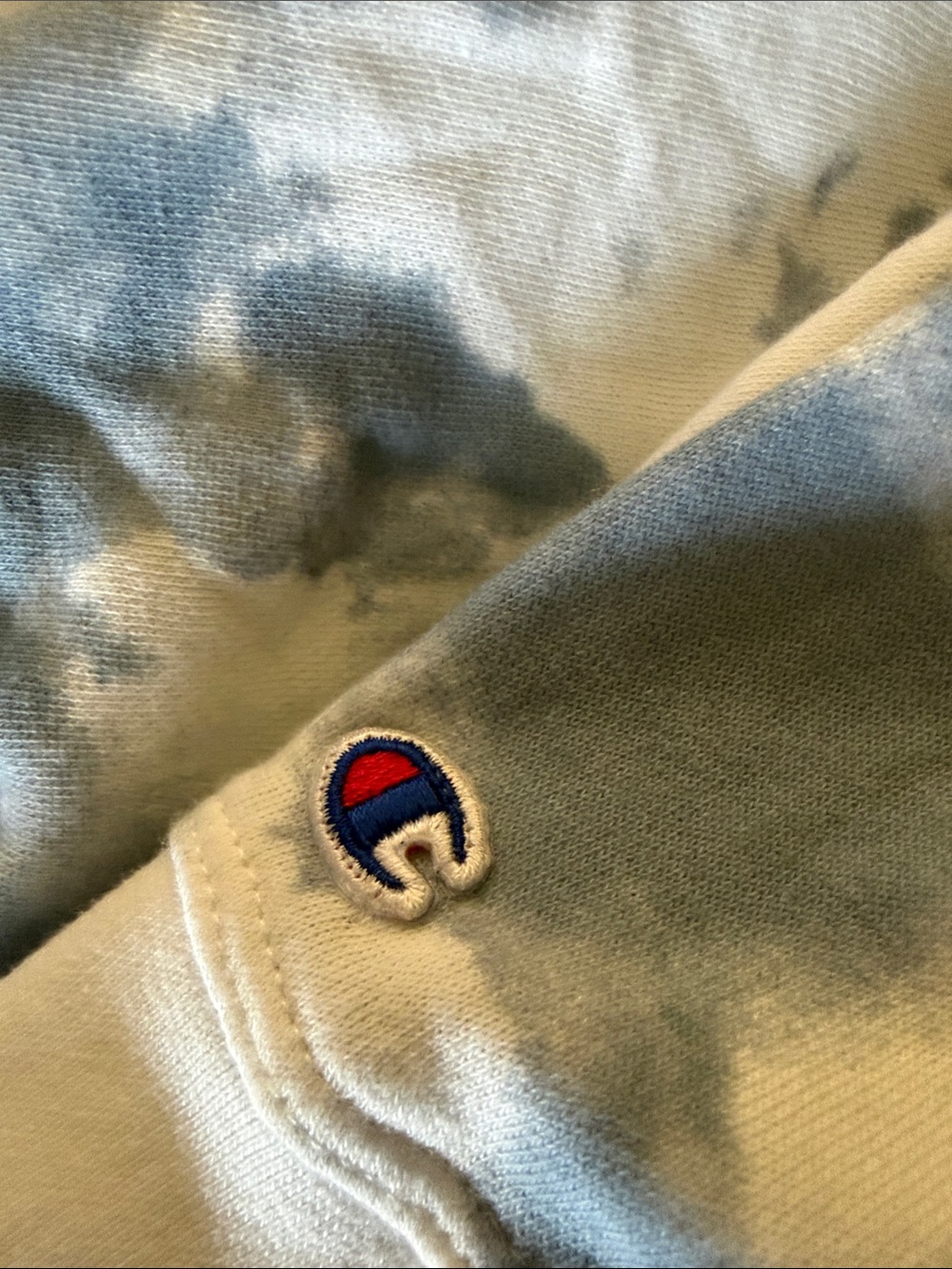 Champion Women’s Blue and White Tie-Dye Crewneck Hoodie - Picture 5 of 5